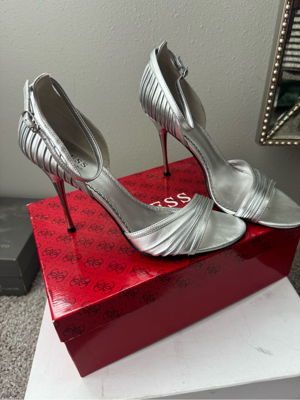 Guess by Marciano Metallic Silver D'Orsay Stiletto Heels